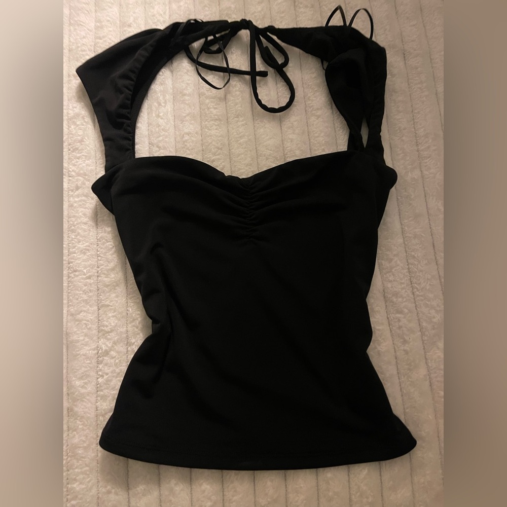 Black halter-like top